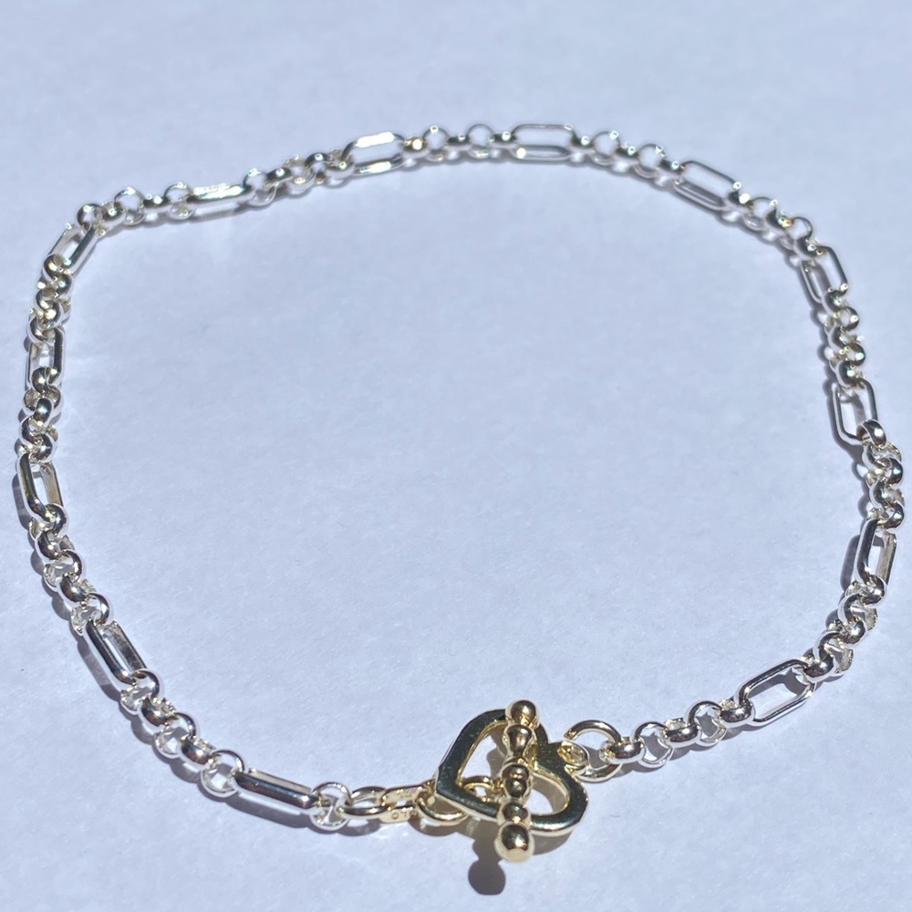 925 silver w/ yellow heart bracelet/anklet